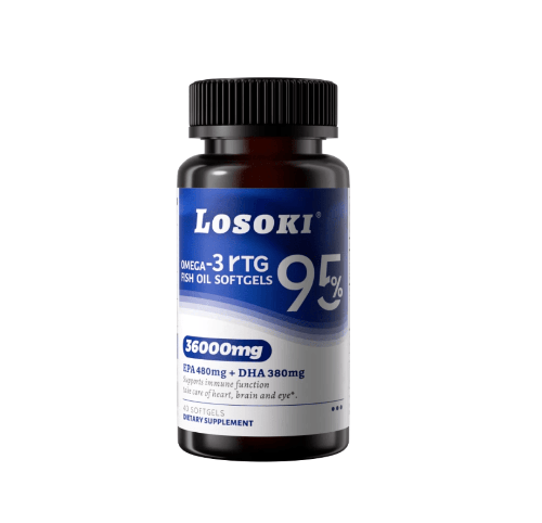 LOSOKI 高純度rTG深海魚油軟膠囊,營養補充劑,富含Omega-3,有助記憶力與心腦健康