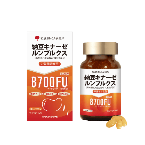 和漢Sinca納豆蚓激酶膠囊，守護心腦血管健康的黃金配方，瓶裝膠囊產品圖像